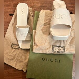 Gucci Rubber Slides and Box - one shoe has stain
